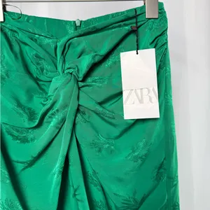 NWT Zara Vibrant‎ Green Knot Front Midi Skirt Size XS thumbnail 3
