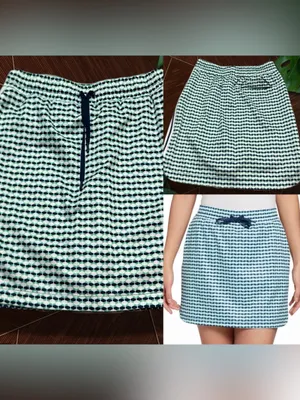 Lady Hagen Navy and White Geo Drawstring Mini Skirt M thumbnail 2