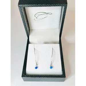 Silver 925 Simulated Fire Opal Snowflake 18" Necklace + Drop Earring Set Jewelry thumbnail 14