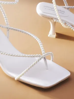 NWOT Free People Jeffrey Campbell White Pearl-Strap Kitten Heel Sandals thumbnail 3