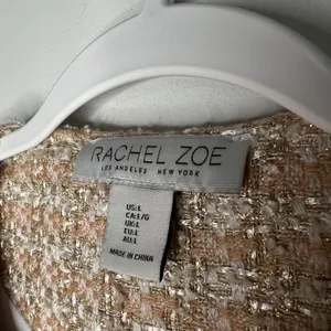 Rachel Zoe Tan Gold Tweed Blazer Jacket Size Large thumbnail 5