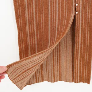 LPA Revolve‎ Vance Midi Knit Skirt Metallic Stripe Bronze Gold Pearl Size S thumbnail 4