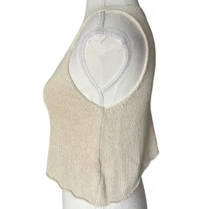 Brandy‎ Melville Beige Cotton Blend Knit Crop Tank Top Scoop Neck One Size thumbnail 2