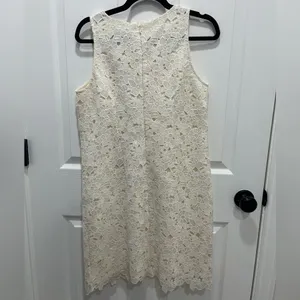 LOFT Embroidered Floral Lace Shift Dress‎ 6 Bridal LWD Wedding Ivory Cream NWT thumbnail 5