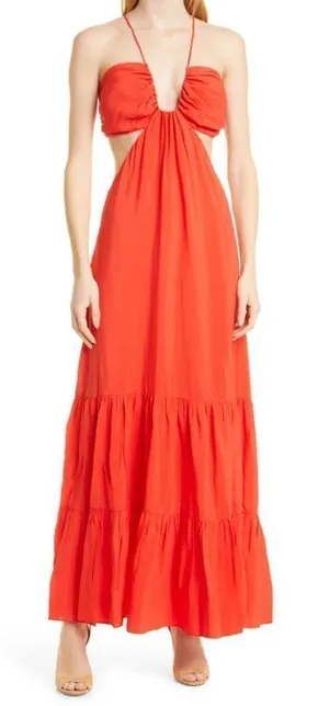 NWOT Nicole Miller Collection Cut Out‎ Maxi Dress L thumbnail 1