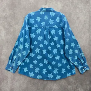 Haband Blue Leaf Cozy Flannel Y2K Vintage Button Down Long Sleeve Shirt XL‎ thumbnail 2