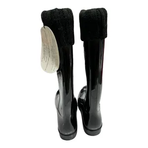 dav Womens Boots Sz 8 US 38 EU Black‎ Rain Boots Sweater Trim Fleece Inside NEW thumbnail 5