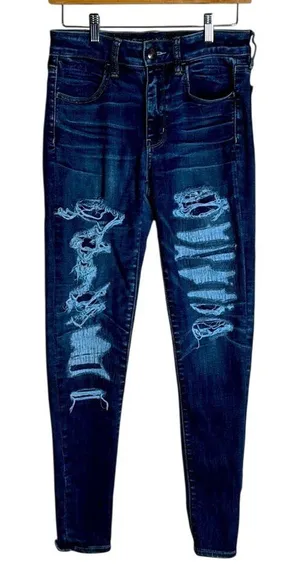American Eagle Women's Super Stretch High-Rise Distressed Jegging‎ Jeans Size 6 thumbnail 1