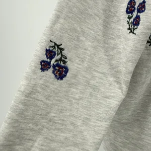 Wonderly Floral Embroidery Long Sleeve 1/4 Brushed Terry Sweatshirt Gray Women S thumbnail 4