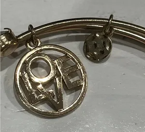 Gold tone‎ love charm bangle bracelet thumbnail 1