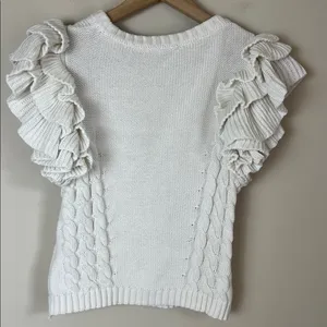 Cleobella Hedda Short Sleeve Sweater Knit Ruffle XS Organic Cotton thumbnail 4