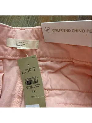 LOFT Peach Girlfriend Chino Petite Ankle Pants 4P Frayed Hem NWT thumbnail 4
