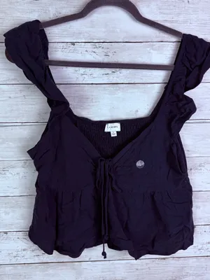 PacSun Navy Ruffle Tie-Front Camisole thumbnail 2