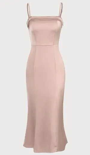 RIHOAS The Pink Bodycon Satin Cami Midi Dress XS thumbnail 6