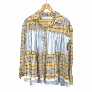 We The Free Free People Plaid Stripe‎ Mixed Print Tiered Babydoll Top thumbnail 2