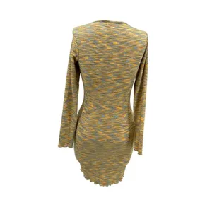 Lisa Says Gah Lotta Long Sleeve Ribbed Space Dye‎ Minidress In Honeydew Size XS thumbnail 9