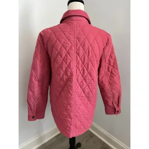 Talbots Quilted Barn Jacket Large Pink Shacket Corduroy Preppy Bright Equestrian thumbnail 5