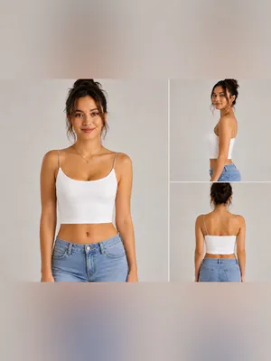 I Joah White Rhinestone Strap Crop Cami Top Size L NWT Y2K Party thumbnail 2
