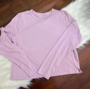 Lululemon Cropped Long Sleeve Top Dusty Rose Blush Pink Approx Size 8/10 thumbnail 1