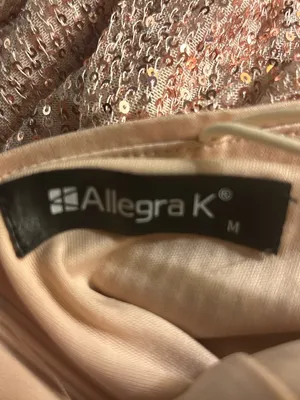 Allegra K Rose Gold Sequin Mini Slip Dress thumbnail 4