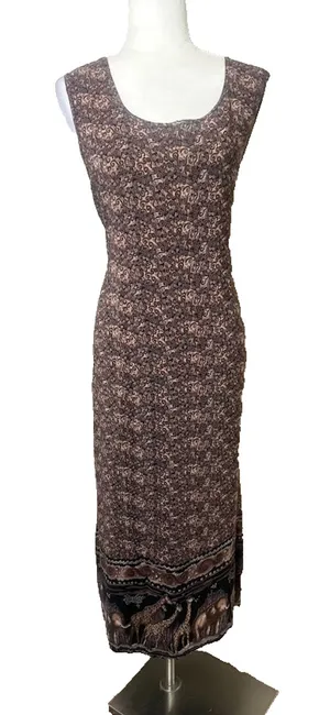 Vintage Looking Good Maxi Dress Safari Giraffe Elephant Asymmetric Tie Back 1X‎ thumbnail 1