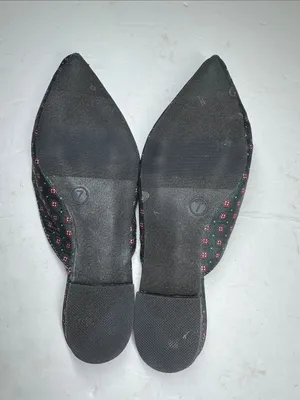 a new day dark green Pointed Toe Slip-On Mules with Red Floral Applique 7 rose thumbnail 6