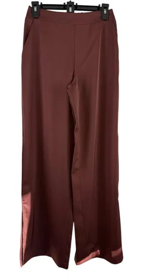 Forever 21 Chocolate Brown Wide Leg High Rise Pants‎ Elastic Waist Minimalist S thumbnail 1