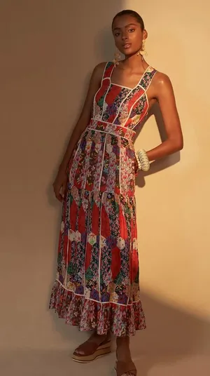 Anthropologie Square Neck Maxi Dress Size 12 thumbnail 1