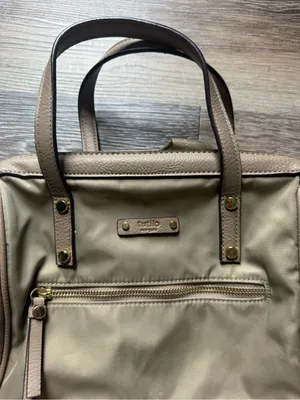 Tutilo New York Tan Khaki Nylon Backpack Tote Bag thumbnail 3