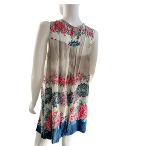 Umgee Women's Sleeveless Print Flowy V-Neckline Skinny Cross Straps Dress Tops L thumbnail 4