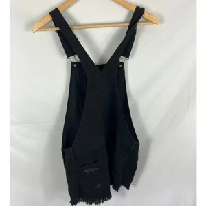 Black Distressed Short Overalls Size Small thumbnail 6