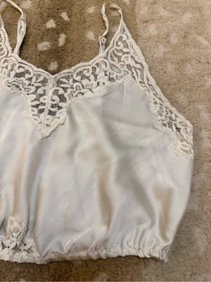 Free People Ivory Lace Satin Cropped Cami Tank Top XS Romantic Lingerie Y2K thumbnail 5
