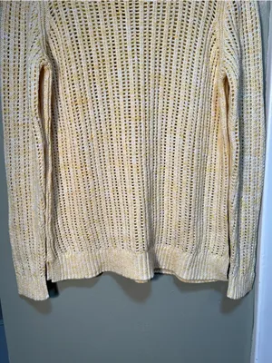 Talbots Women's Size‎ Small Petite Open Stitch Pullover Sweater Space Dye Yellow thumbnail 4