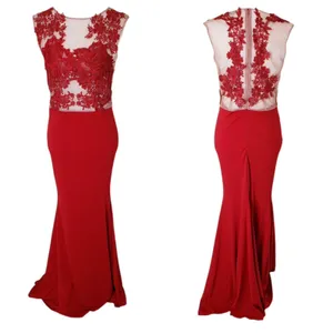 CQ by CQ size medium M Red Mermaid Prom Dress Lace Mesh floral bodice thumbnail 3