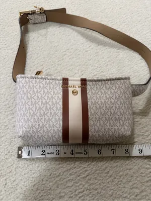Michael Kors White and Brown Logo Stripe Crossbody Bag thumbnail 2