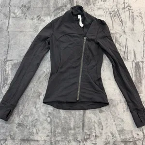 Lululemon Jacket Womens Black Asymmetrical Zip Thumbhole Activewear 2 thumbnail 1