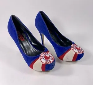 HerStar Boston Red Sox Suede High Heels Color Blue/Red/White SZ 7 thumbnail 1