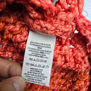 Free People Chunky‎ Knit Tunic Sweater Orange Red Marled V-Neck Oversized Small thumbnail 5