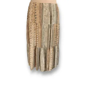 Vintage Petites Earthy Crinkle Rayon Tiered Patchwork Boho Maxi Skirt Festival‎ thumbnail 8