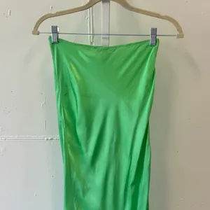 Topshop Green Satin Bias Cut Midi Skirt High Waisted Emerald US 0 thumbnail 5