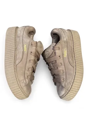 Fenty Beauty Kids Suede Sneakers in Taupe Brown thumbnail 2