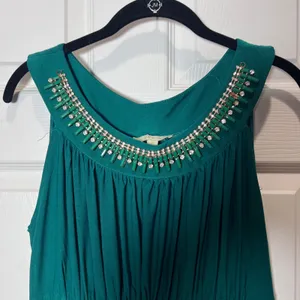 SANDIVA Teal Beaded Neckline Maxi Dress Women's Size M Sleeveless Empire Waist thumbnail 3