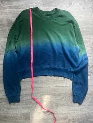 Michael Lauren Green to Blue Ombré Long Sleeves Crew Neck Sweatshirt Cotton L thumbnail 6