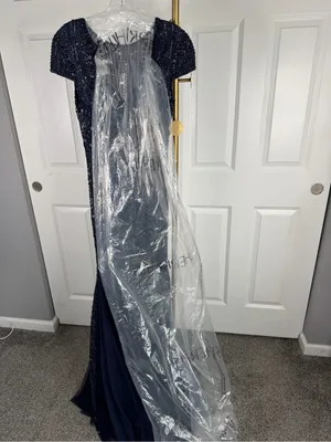 Sherri Hill 51426 Size 4 NWT Navy Beaded Mermaid Evening Gown Formal Prom Dress thumbnail 6