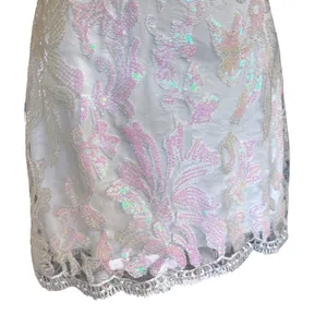 Lucy In the Sky Clarabelle‎ Iridescent Sequin Dress Sz S White Fairy Lace thumbnail 3