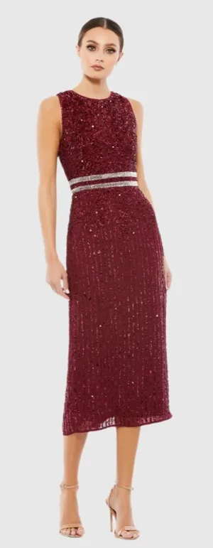 Mac Duggal Sleeveless High Neck Beaded Midi dress size‎ 0 10509 NWT thumbnail 1