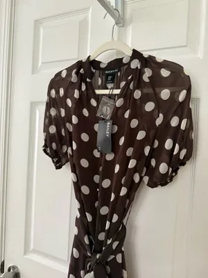 Bailey 44 Polka Dot Short-Sleeve Tiered Dress in Brown thumbnail 5