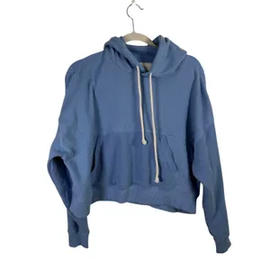 Aerie Cozy Waffle Hoodie Blue Cropped Oversized Relaxed Lounge Womens Small thumbnail 2