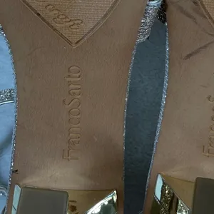 Franco Sarto Rania 2 Champagne Gold Glitter Square Toe‎ Heeled Sandals 8.5M thumbnail 13