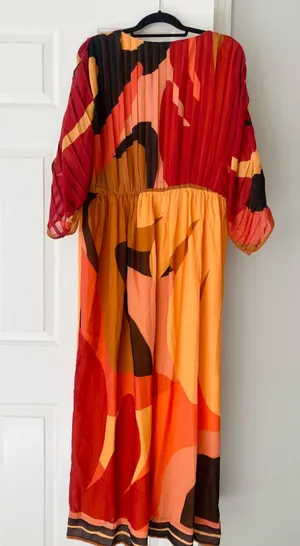Farm Rio Pleated Wrap Front Kaftan Dress, Size S thumbnail 9